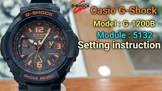 Setting instruction on a Casio G-Shock G-1200B(5132).TrendWatchLab. Watch repair channel