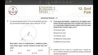 12.SINIF FİZİK MEB KAZANIM KAVRAMA TEST 2 ÇÖZÜM 2022-2023