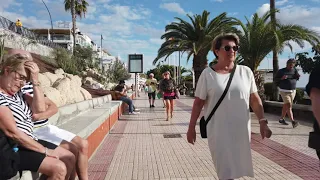 Tour walk along Las Vistas beach in Los Cristianos, Tenerife, Spain