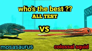 MOSASAURUS VS COLOSSAL SQUID ALL ABILITY TEST Animal Revolt Battle Simulator 2022 WHO IS STRONGEST