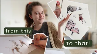 Turning art into greeting cards ★ my FULL process of making art products (including a mistake...)