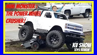 Mini Monster Truck Crushing The Power Wheel Ride On Toy Jeep!