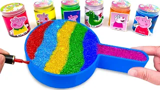 Satisfying Video l How to Make Rainbow Glitter Lollipop Bathtub by Mixing Slime Cutting ASMR