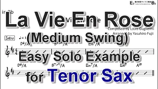 La Vie En Rose (Medium Swing) - Easy Solo Example for Tenor Sax