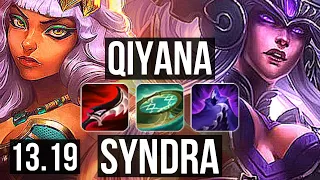 QIYANA vs SYNDRA (MID) | 68% winrate, 7 solo kills, Rank 7 Qiyana, 18/3/3 | NA Challenger | 13.19