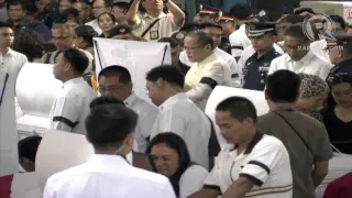 President Aquino with families | Necrological service for slain PNP-SAF troops