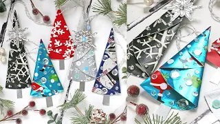 [Don't throw it away!!] Upcycling Used Wrapping Paper: Folded Tree Ornaments