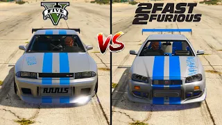 GTA 5 VS Movie - Paul Walker's '2 Fast 2 Furious' Nissan Skyline R34 GT-R VS Annis Elegy Retro