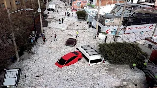 Record hail and storm hit the Vosges, France | The streets have turned into icy rivers