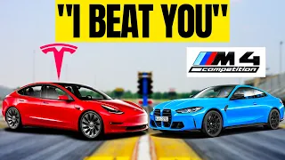 Tesla Model 3 Performance vs 2023 BMW M4 vs Ford Mustang GT vs Chevy Camaro | 1/4 Mile Drag Racing