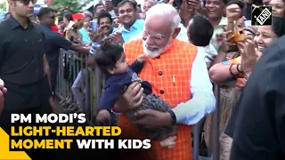 PM Modi shares light-hearted moment with kids after casting vote in Ahmedabad | Lok Sabha Elections