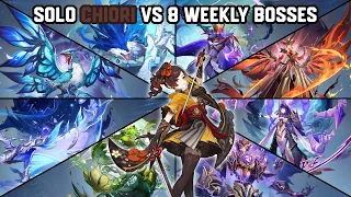 Solo C0 Chiori vs 8 Weekly Bosses Without Food Buff | Genshin Impact