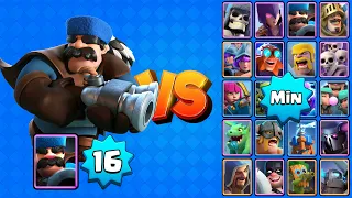 CAZADOR Nv16 vs TODAS LAS CARTAS AL MÍNIMO | Clash Royale