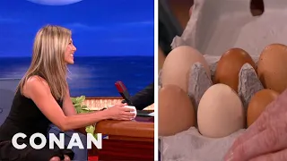 Jennifer Aniston Gives Conan Some Of Her Eggs | CONAN on TBS