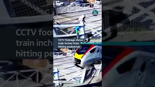 Shocking footage shows pedestrians running across a level crossing #itvnews #train #essex