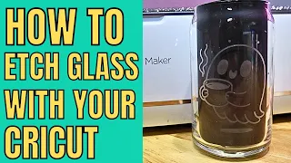 How to etch glass the easy way with your Cricut vinyl and armour etch cream beginner friendly