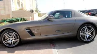 Mercedes SLS AMG startup revving and acceleration