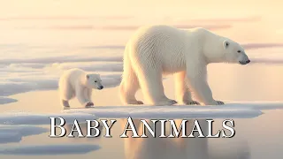 Baby Animals "Winter Morning Sunrise" - Peaceful Calm Instrumental Music, Beautiful Winter Scenery