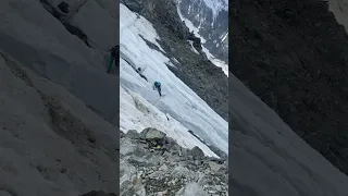 Crossing Death Couloir on Mount Blanc