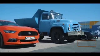 2019  Drag Racing a  Ford Mustang against theRussian truck Zil