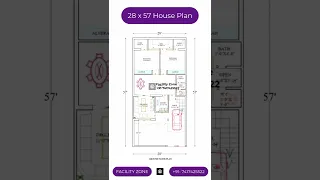 28 X 57 House design | House Plan | 2BHK Set | Facility Zone | #short #housedesign #houseplan