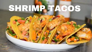 EASY SHRIMP TACOS WITH PICO DE GALLO & AVOCADO CREMA| EASY AND DELICIOUS| A MUST TRY! #tacos