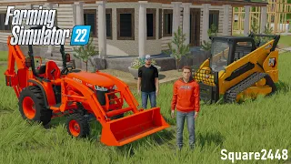 Building Landscape Bed & Spreading Mulch! (2 Person Crew) | FS22 Landscaping