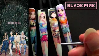 「 Speed Painting 」- Jisoo/Jennie/Lisa/Rosie BLACK PINK(How You Like That) Nails Art