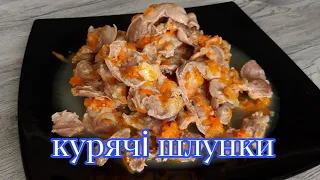 Курячі шлунки тушковані в сковороді. Рецепт приготування Смачно. Швидко. Просто.