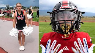 CHEERING AT HER BIG BROTHER'S HIGH SCHOOL FOOTBALL GAME! 🏈