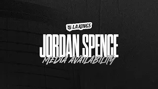 LA Kings Defenseman Jordan Spence meets with the Media
