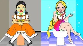 Oh! Be Careful Squid Game! - Good Rapunzel VS Poor Squid Game Doll | Paper Dolls Story Animation