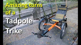 The amazing turning of a Tadpole Recumbent Trike in 4K