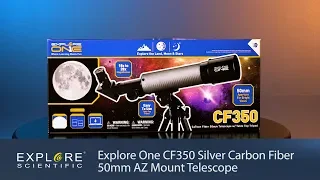 Explore One CF350 Silver Carbon Fiber 50mm AZ Mount Telescope