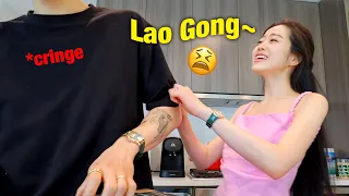 Calling him "Lao Gong (hubby)" for 24 hours *cringe