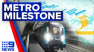 Train crosses under Sydney Harbour in new milestone test | 9 News Australia