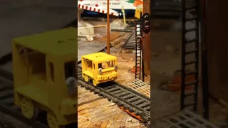 Motor Car/Speeder beside Red Signal + Man Filming HO Scale Danville County Railroad Train Layout!!!