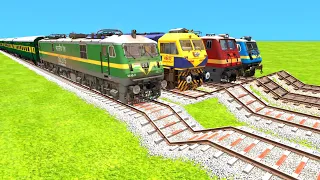 FULL SPEED TRAINS VS 4 RISKY BUMPERS🔺Indian Train Simulator | Railworks | TrainsFun