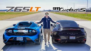 DRAG RACE: McLaren 765LT vs Porsche 911 Turbo S