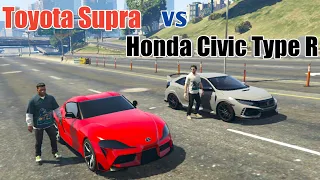 GTA 5 | Honda Civic Type R  VS  Toyota Supra  | Drag Race | Game Lovers