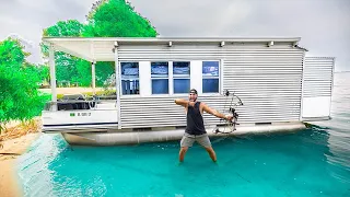 BOWFISHING ON FLOATING TINY HOME OVERNIGHT!!! (Bug Swarm Disaster)