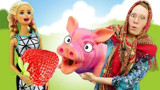 Кукла Бари и Баба Маня на ферме — Питомец для Барби — Видео игры для девочек