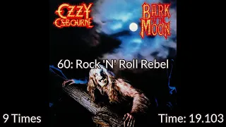 For how long is each Ozzy Osbourne song title sung?