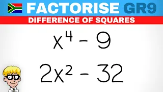 Gr 9 Factorisation: Difference of Squares Practice