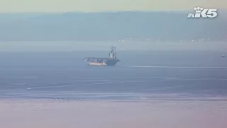 USS Nimitz sails through Puget Sound