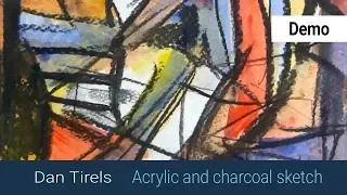 Acrylic and charcoal sketch demo