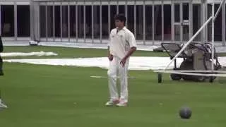 Arjun Tendulkar bowls in England nets