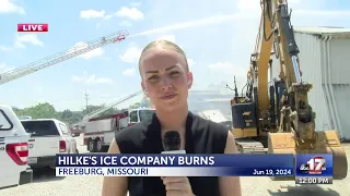 Fire burns down Hilke Ice Company in Freeburg, Missouri