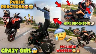 Girl Reaction on my wheelie 😅|| Crazy Girl Show-off 😰||Crazy girl reactions 😂 @samstuntz1987