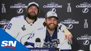 Nikita Kucherov Crashes Brayden Point, Pat Maroon And Ryan McDonagh’s Postgame Press Conference